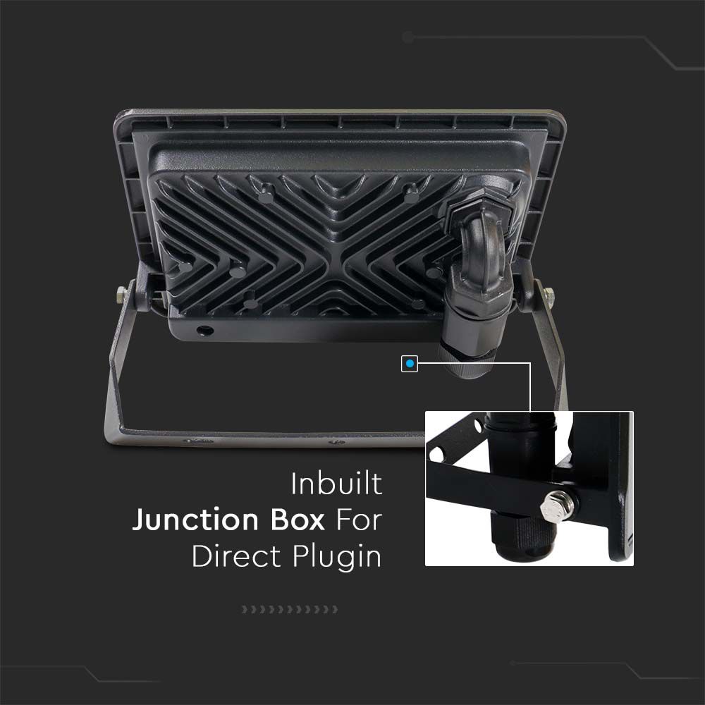 30W LED Floodlight SAMSUNG CHIP Black Body 6400K img 2