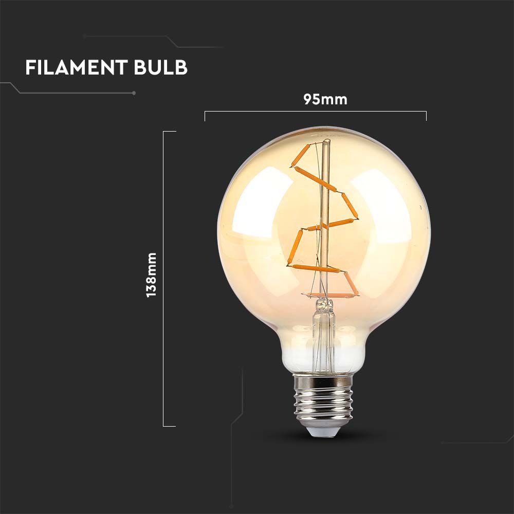 LED - 4W Filament E27 G95 Amber 2200K