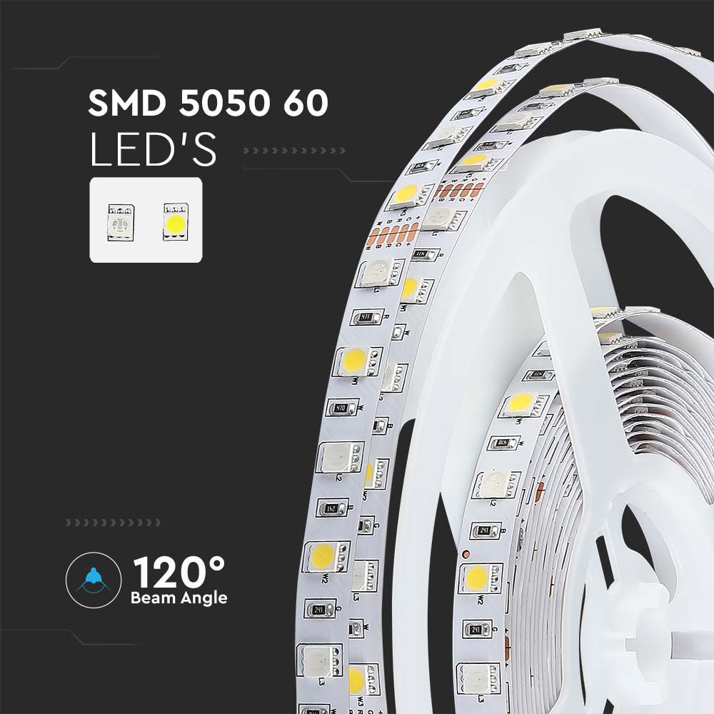 LED Strip 5050 - 60 LEDs 12V IP20 RGB  4000K img 1