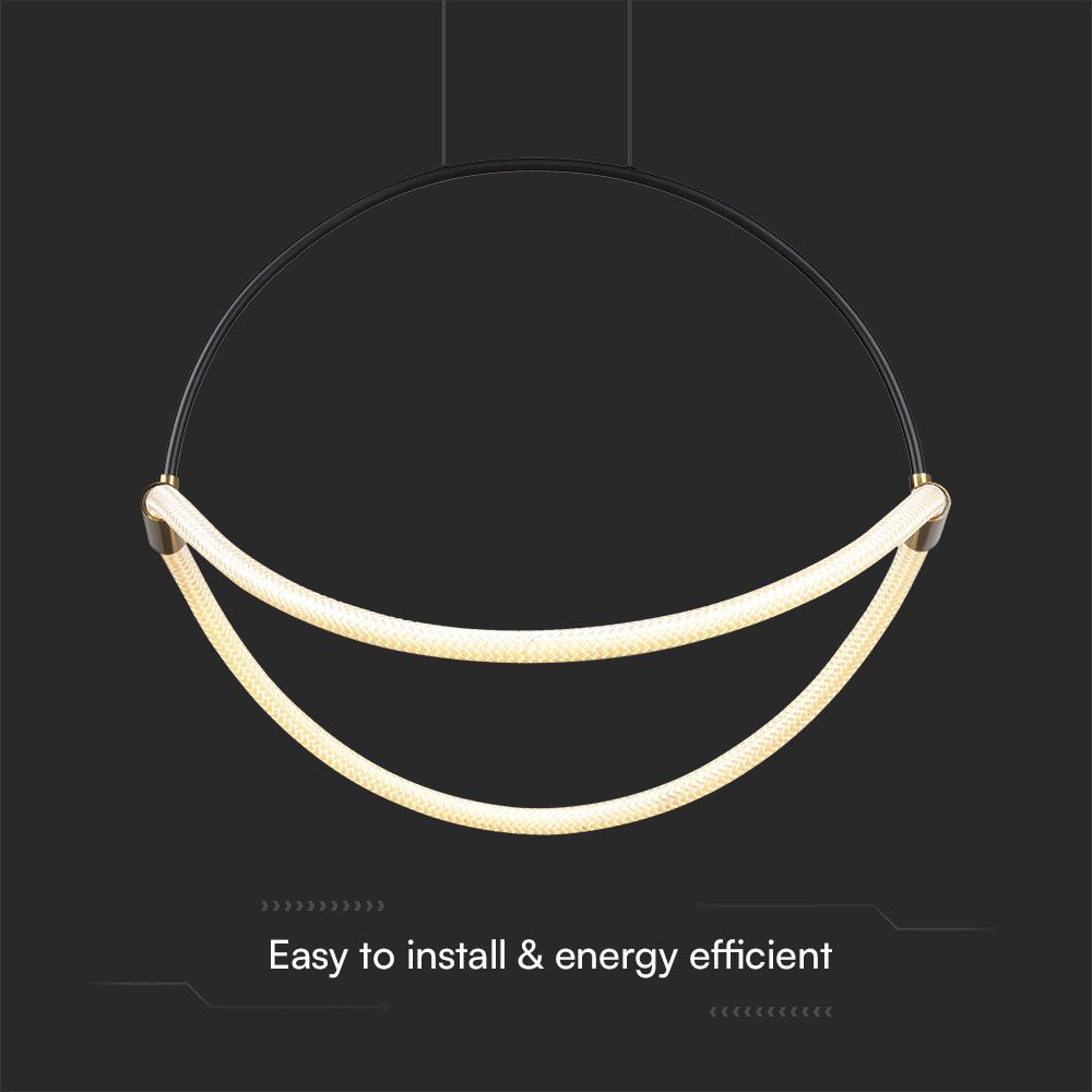 16W LED Handing Pendant Light WIth 1.5m Wire 600mm 3000K Black Body