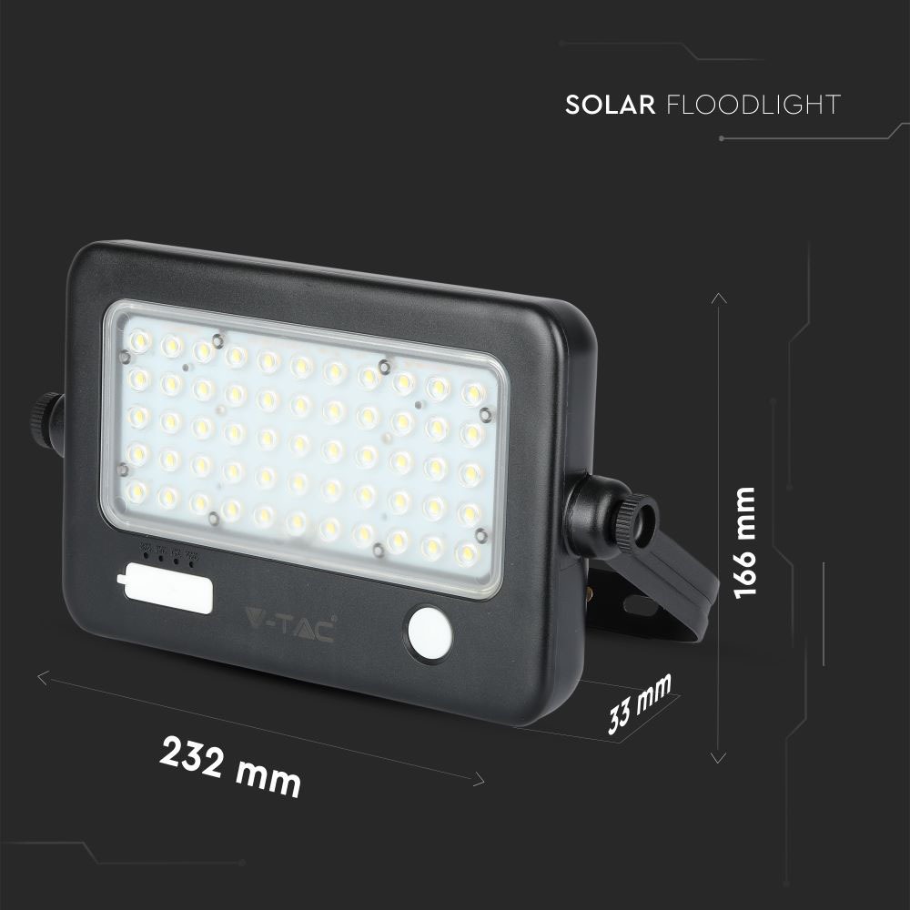 10W LED Proiettore Solare Corpo Nero 4000K