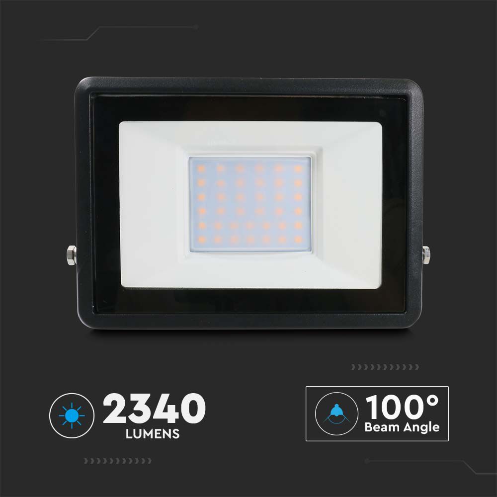 30W LED Floodlight SAMSUNG CHIP Black Body 6400K img 6