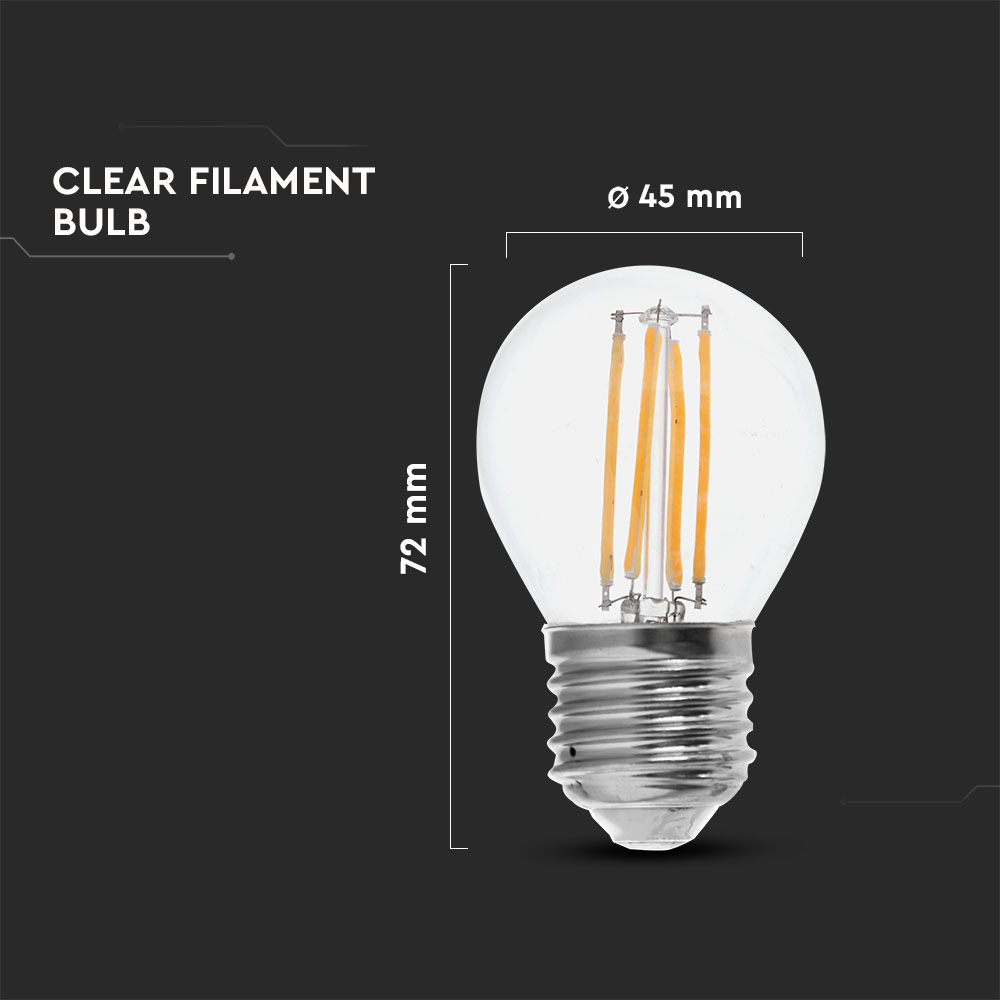 LED Bulb - 6W Filamen E27 G45 Clear Cover