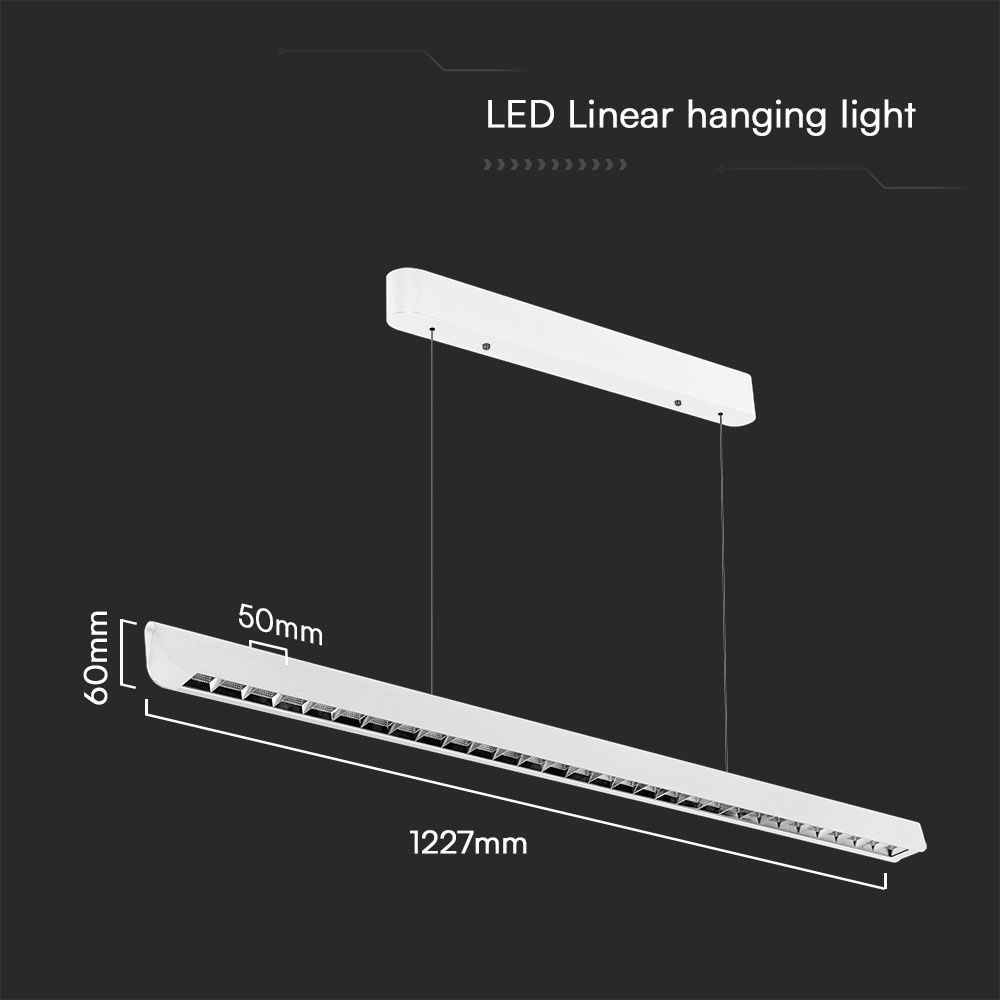 36W LED Linear Hanging Suspension Light Lens Type-CCT:3IN1 - White