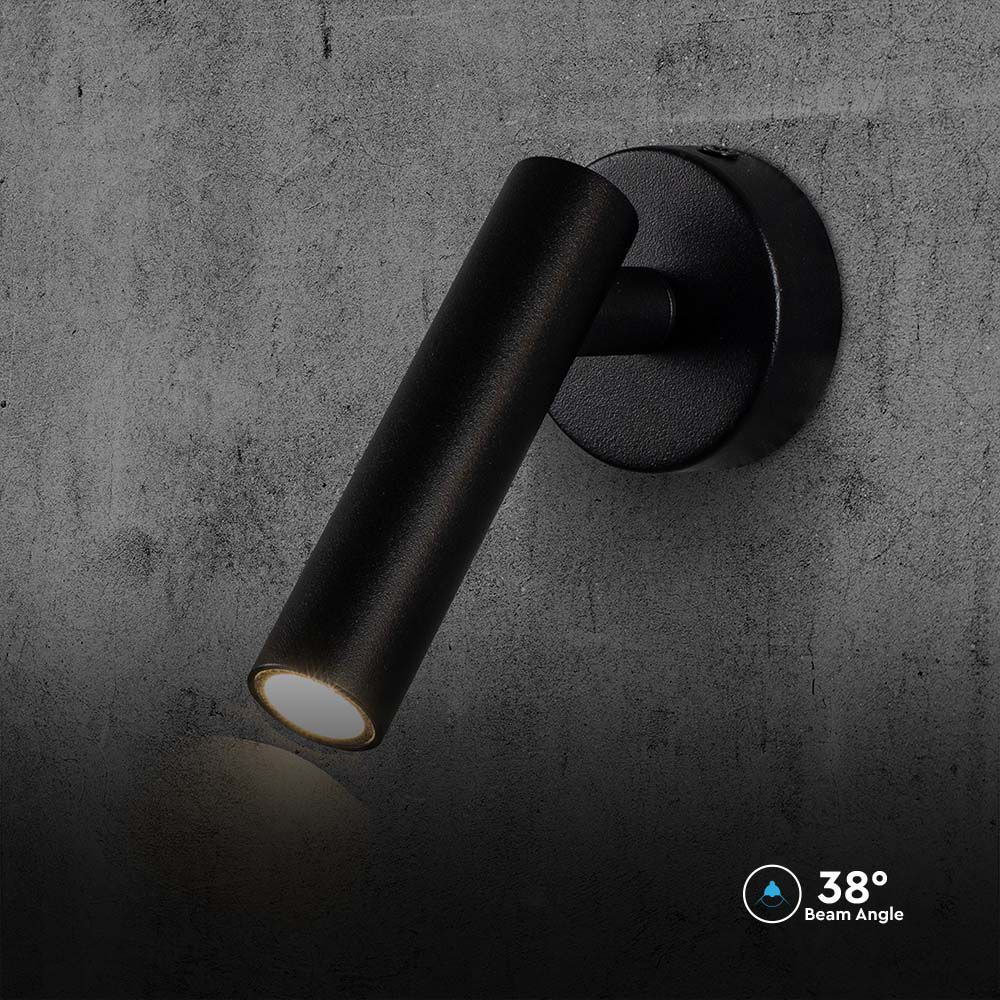 FARETTO LED DA PARETE 2W 3000K CORPO NERO img 3