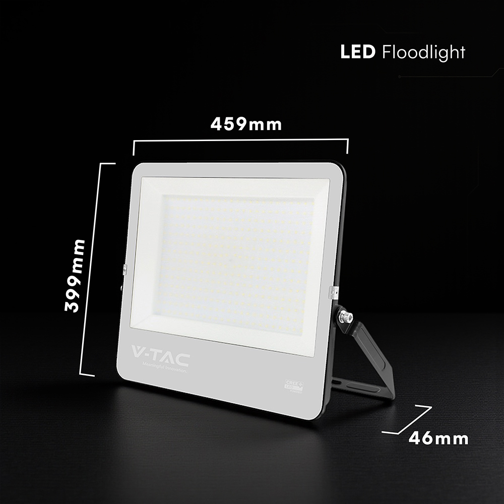 300W LED Floodlight CREE CHIP Black Body Grey Glass 6500K 135LM/W