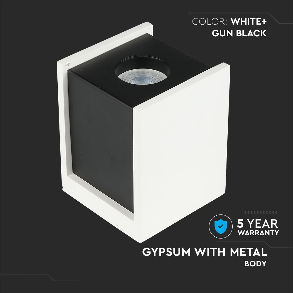 GU10 Fitting Gesso Surface Gun Black Bottom Quadrato