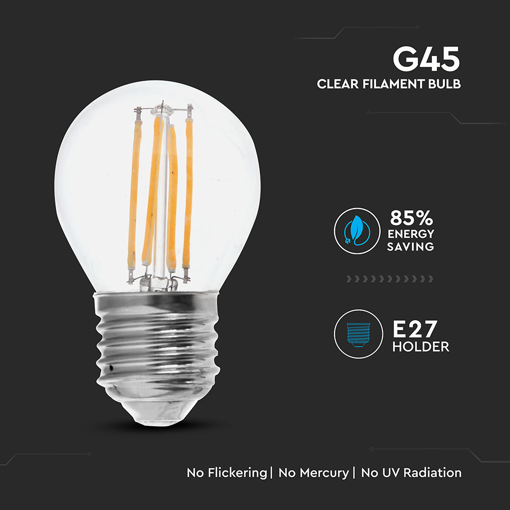 LED Bulb - 6W Filamen E27 G45 Clear Cover