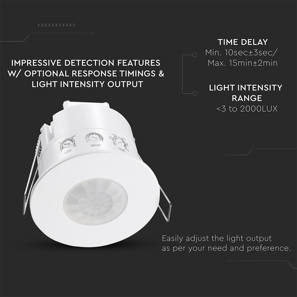 REAL PIR Presence Sensor Recessed Mount White Body img 2