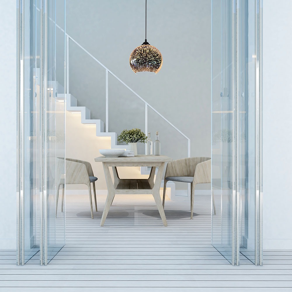 Pendante Light Holder E27 3D Glass Lampshade 150mm