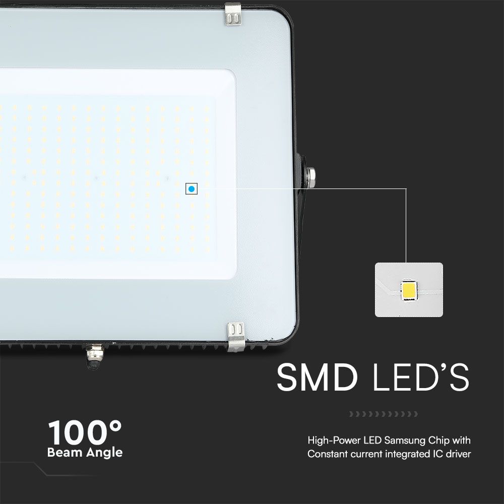 200W LED Floodlight SMD SAMSUNG CHIP G2 Black Body 4000K