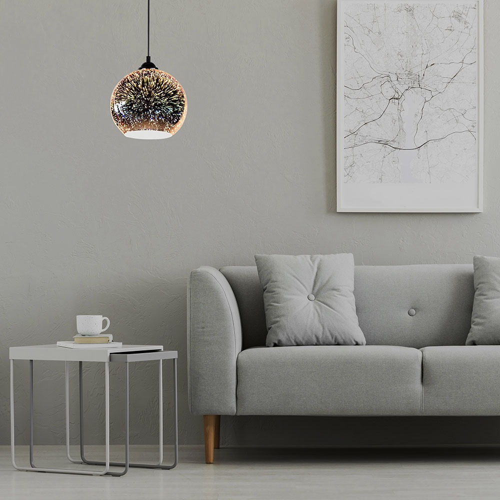 Pendante Light Holder E27 3D Glass Lampshade 150mm img 1