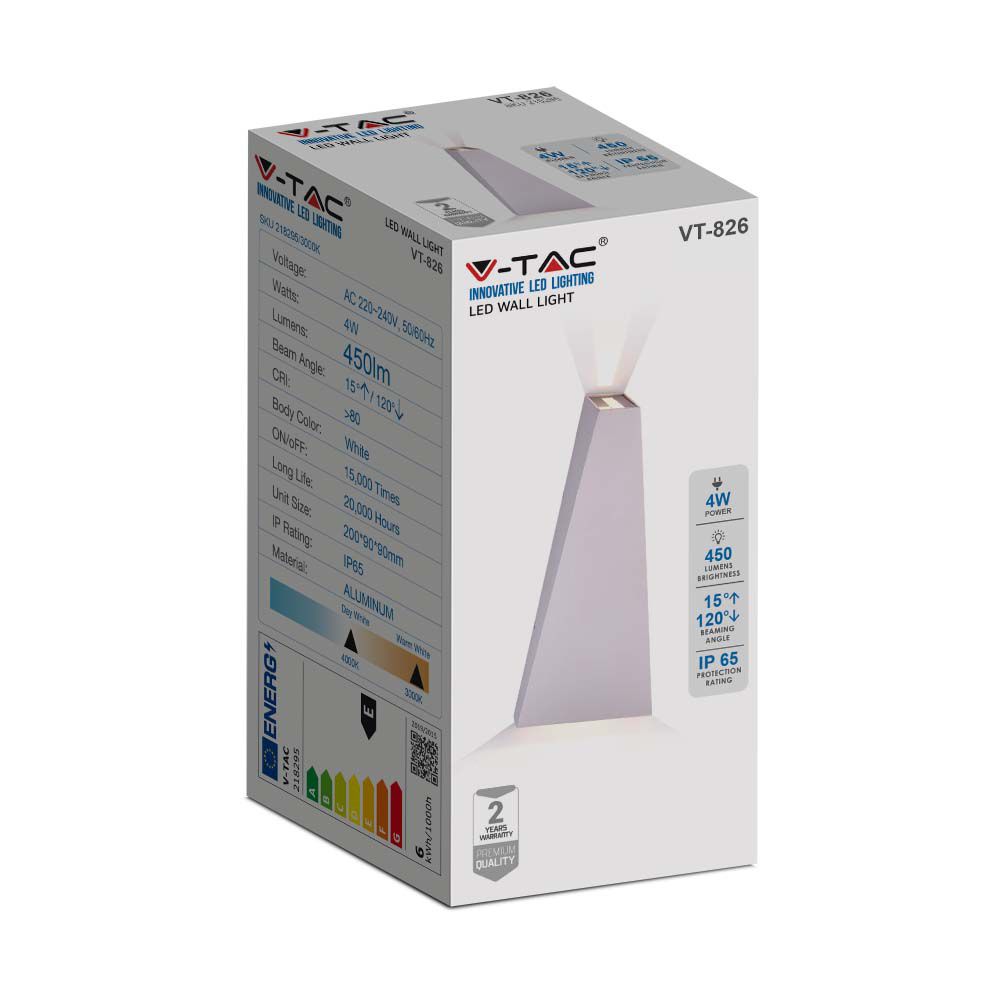 Lampada LED da Muro Doppio Fascio Luminoso Colore Bianco