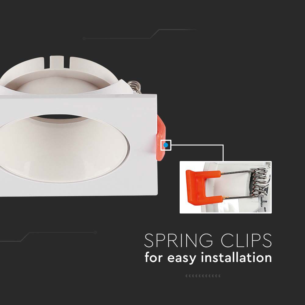 GU10 Fitting Square White Frame + White Reflector img 1