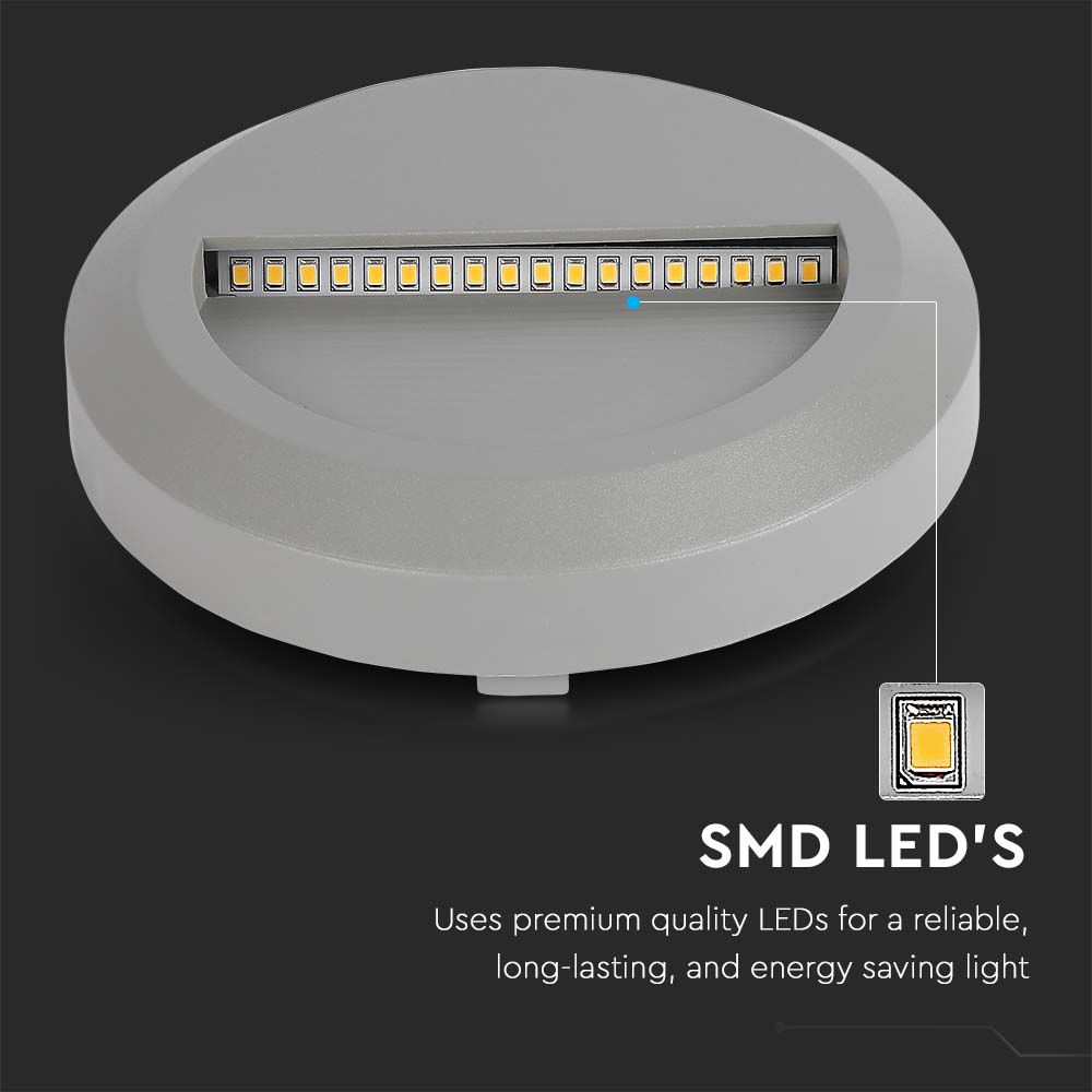 2W LED Step Grey Body Round 3000K