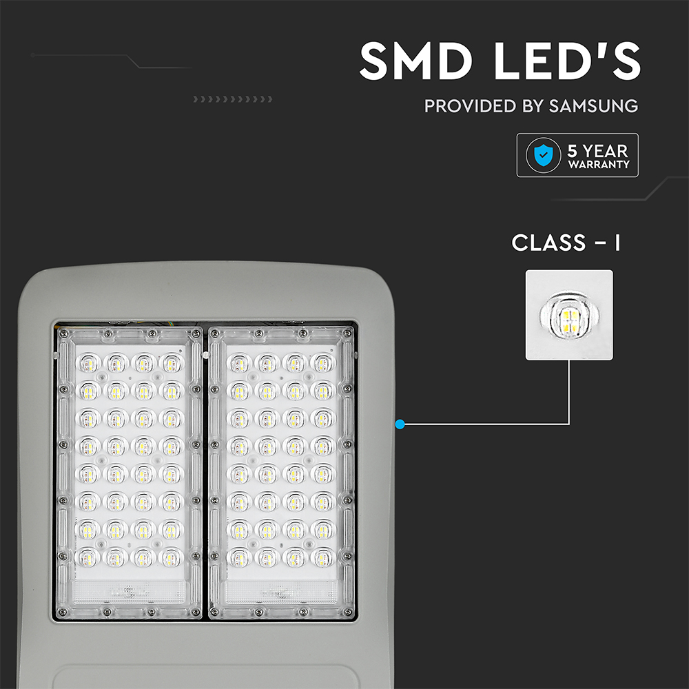 LED Armatura stradale SAMSUNG Chip 100W 5000K Classe I Alluminio Dimmerabile 140LM/W