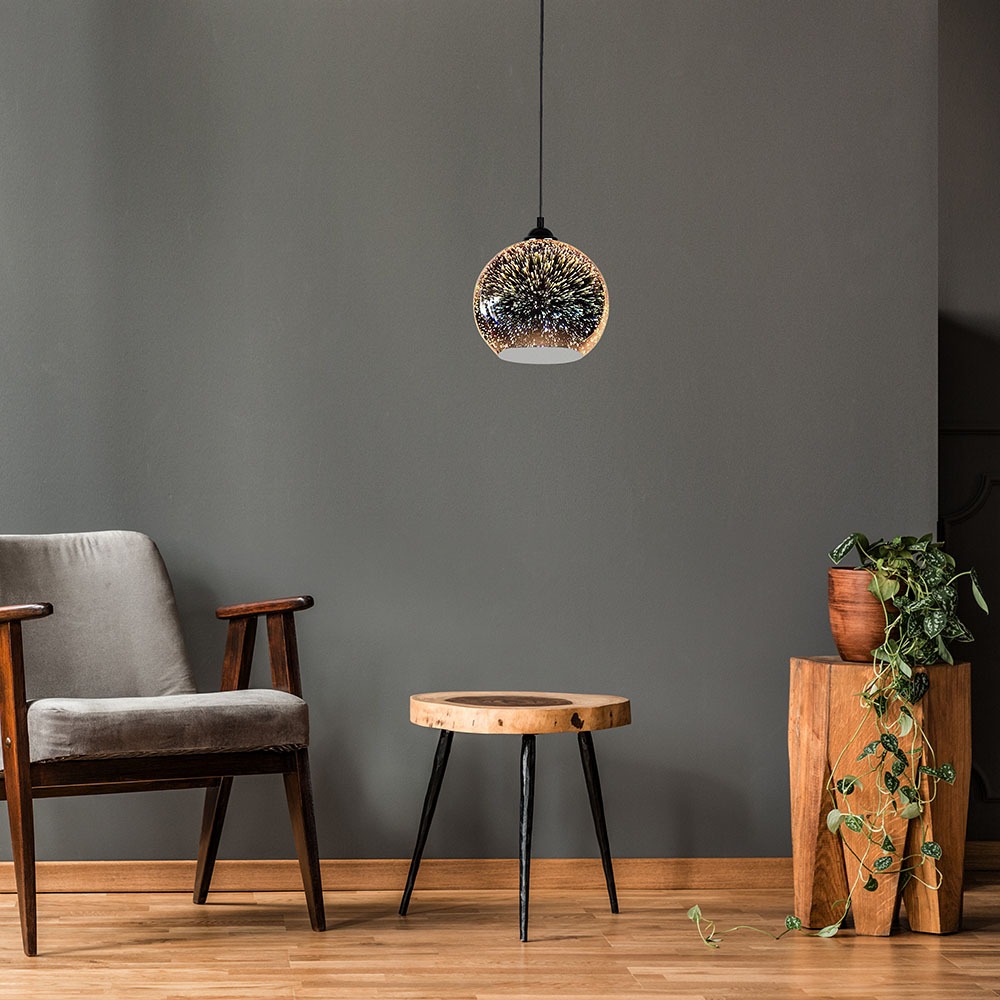 Pendante Light Holder E27 3D Glass Lampshade 200mm