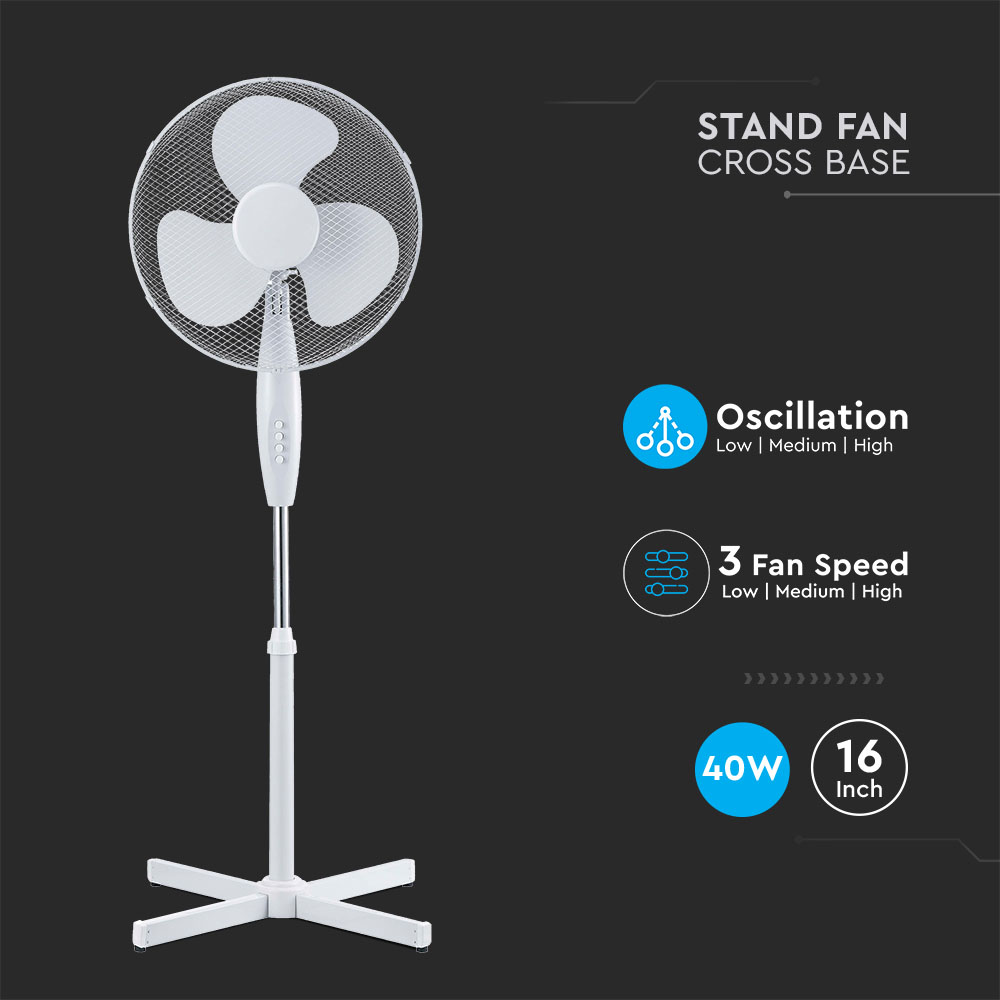 Ventilatore da 40W Base a croce 600mm 4 pulsanti 3 pale