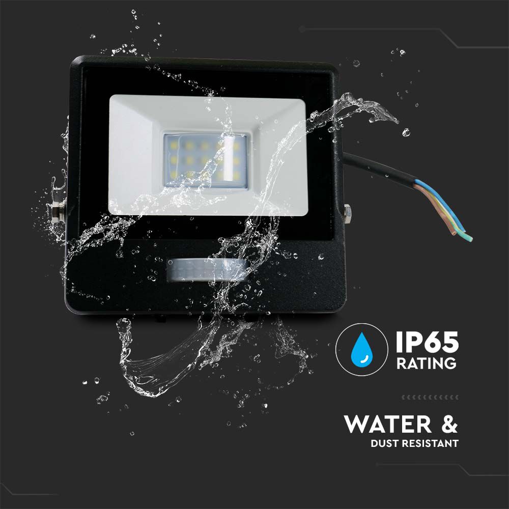 10W LED PIR Sensor Floodlight SAMSUNG CHIP Black Body 4000K 1M Cable img 3