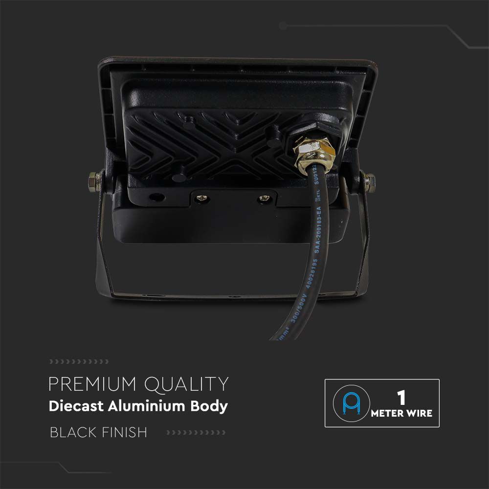 10W LED PIR Sensor Floodlight SAMSUNG CHIP Black Body 4000K 1M Cable img 4