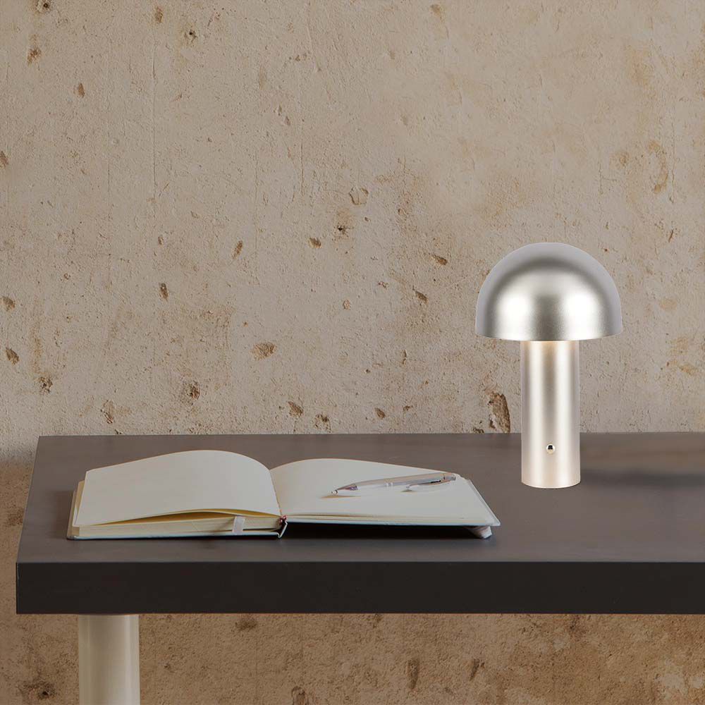 Lampada LED da Tavolo 3W con Batteria 1800mAh Ricaricabile USB C Colore Champagne Oro in Metallo Touch Dimmerabile 3in1