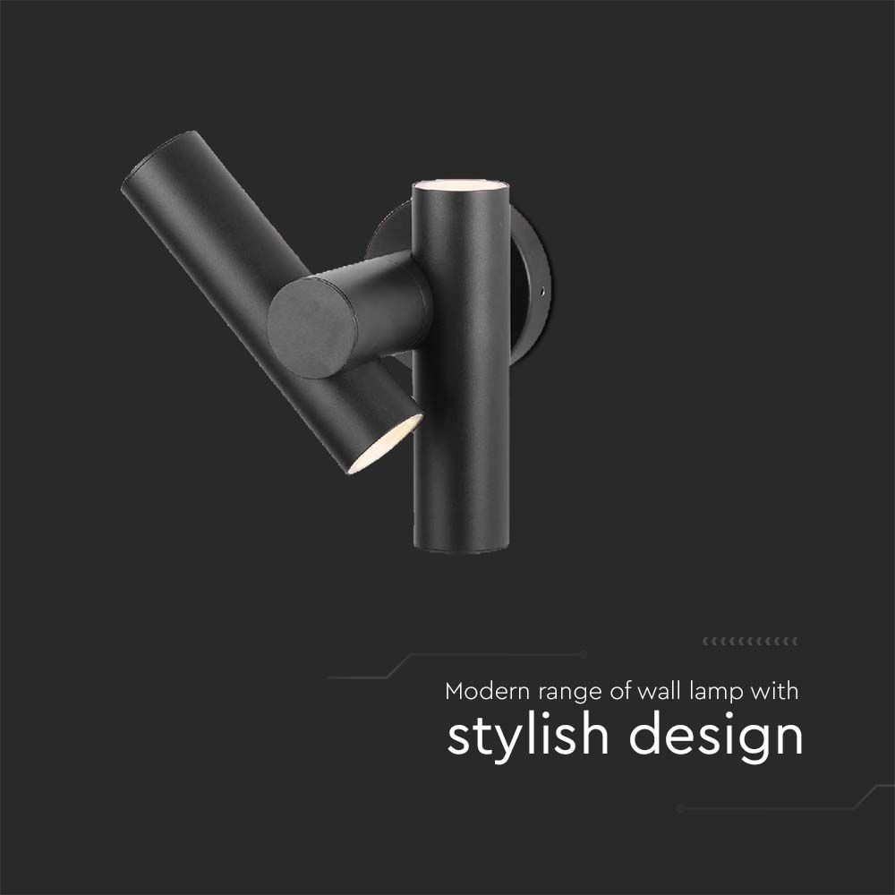 2x2.6W 2 Way Spot Wall Light 3000K Black Body IP44