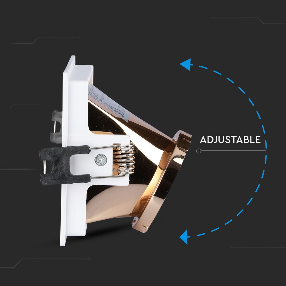 GU10 Fitting White+Rose Gold Square img 2