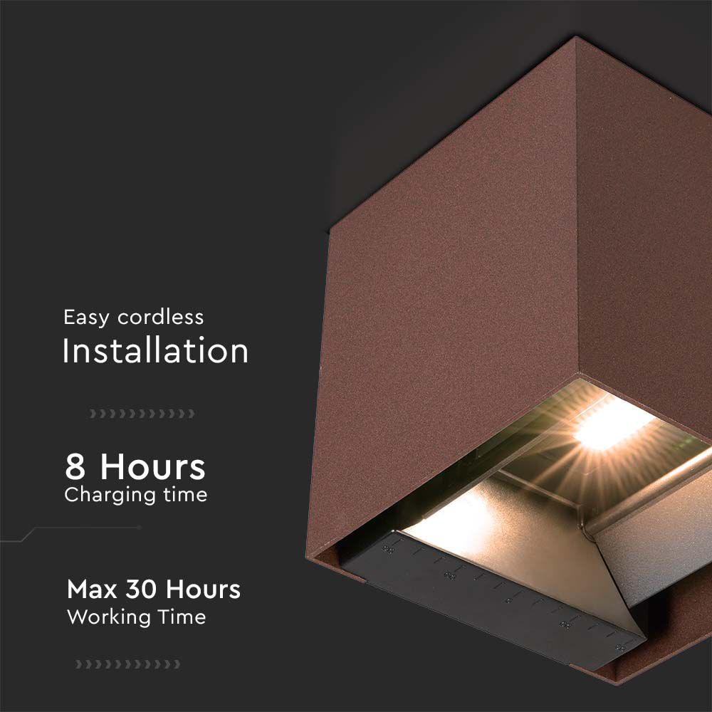 9W COB LED Solar Wall Light Battery 1x2600mAh 16HRS 3000K Corten Body IP65 img 1