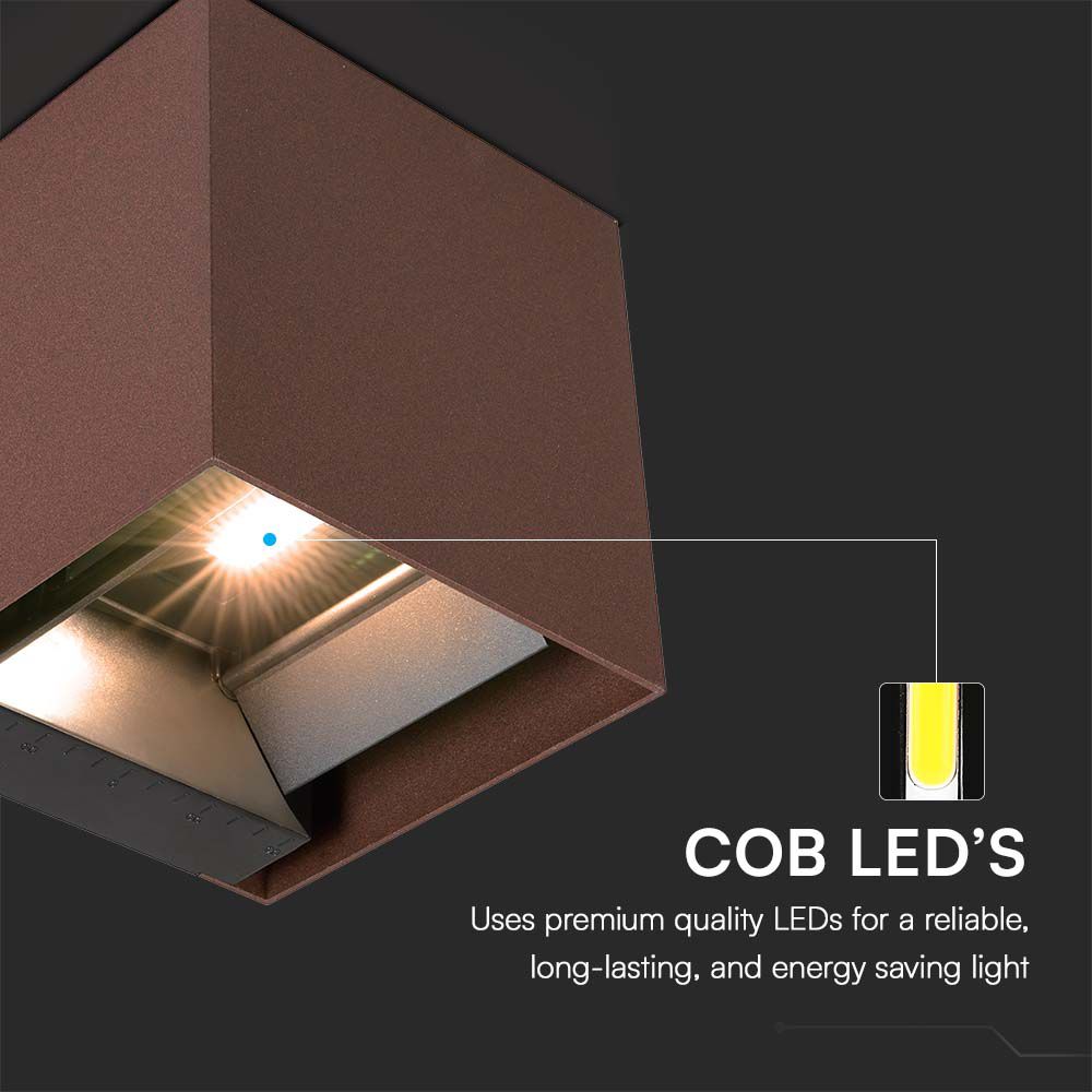 9W COB LED Solar Wall Light Battery 1x2600mAh 16HRS 3000K Corten Body IP65