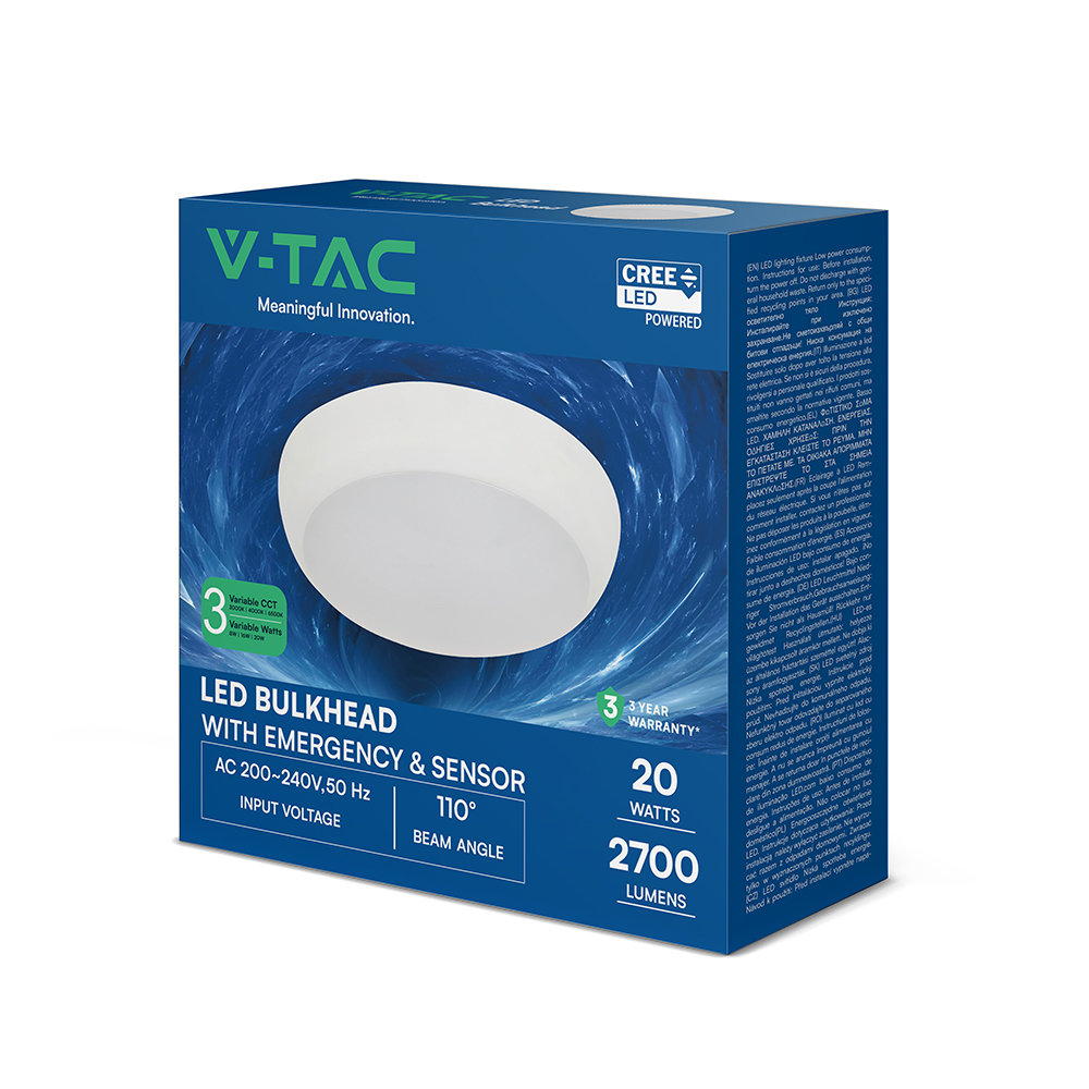 LED Dome Light - CREE CHIP 8W/16W/20W 3IN1 RD IP65 Emergency/Sensor