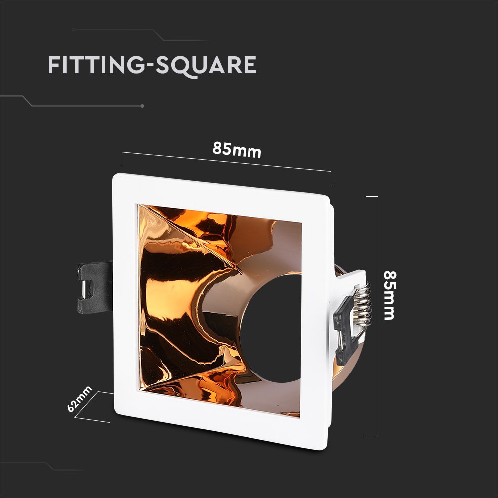GU10 Fitting White+Rose Gold Square