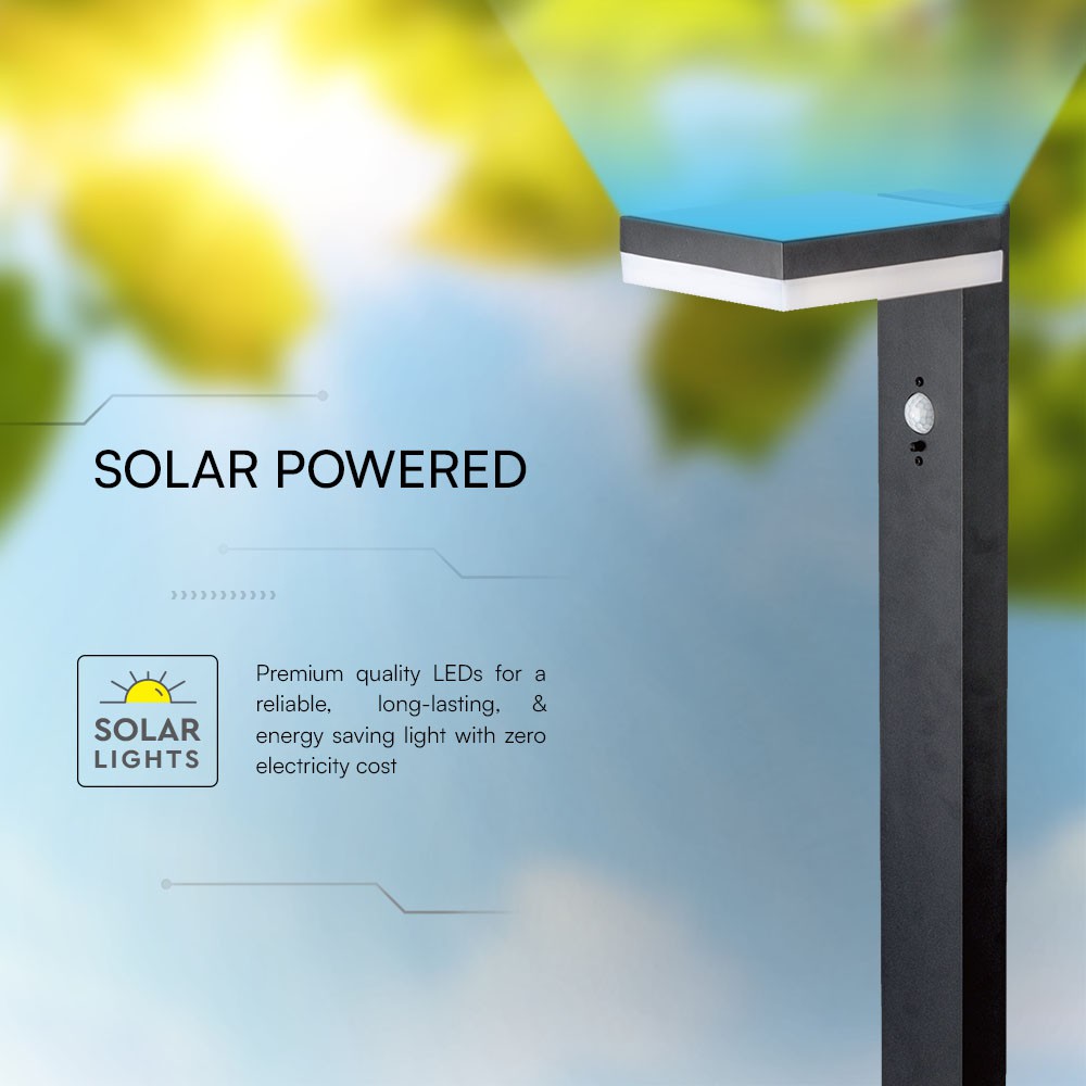 5.5W LED Solar Bollard Lamp With Pir Sensor & Battery 2200MA LI 3.7V img 1