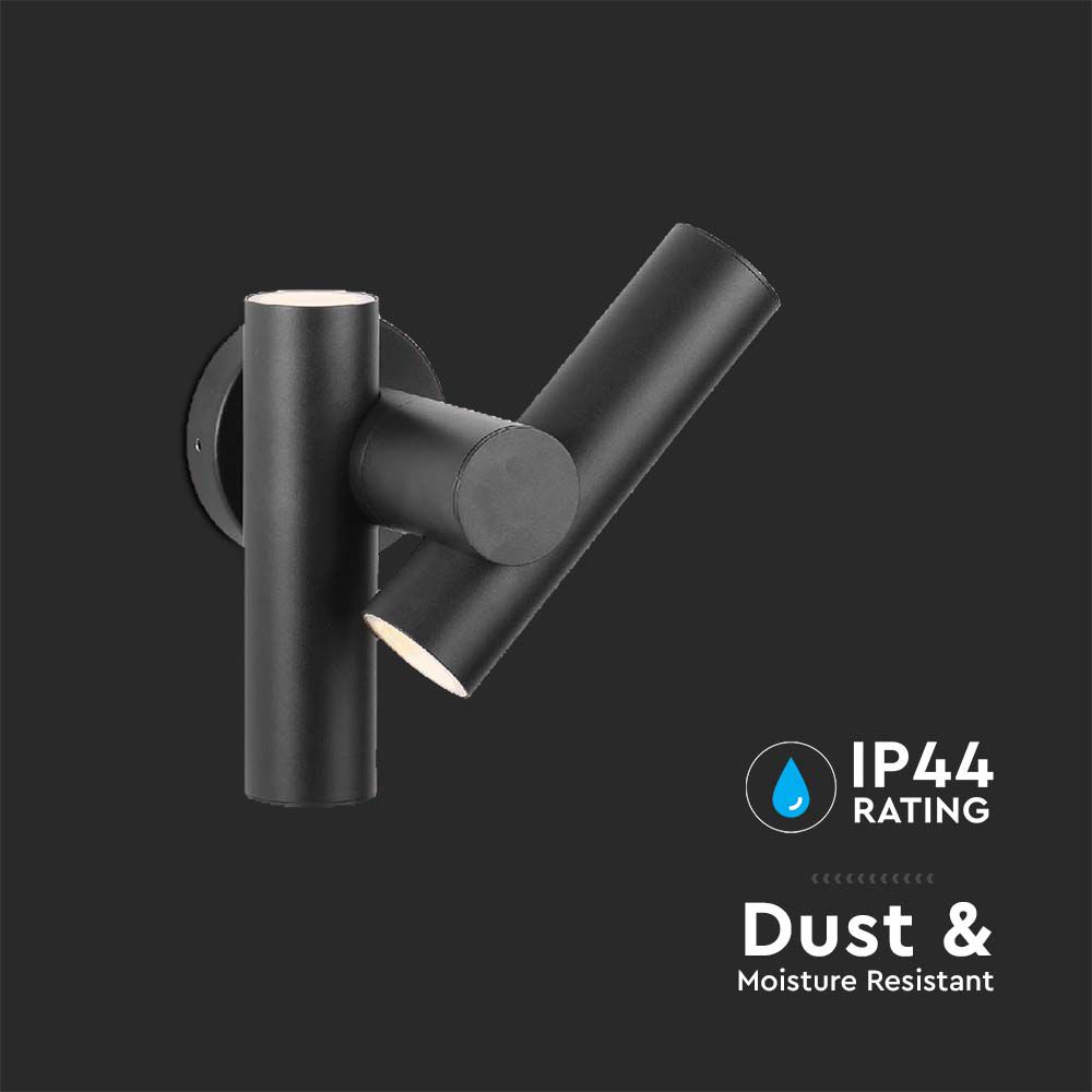 2x2.6W 2 Way Spot Wall Light 3000K Black Body IP44 img 4