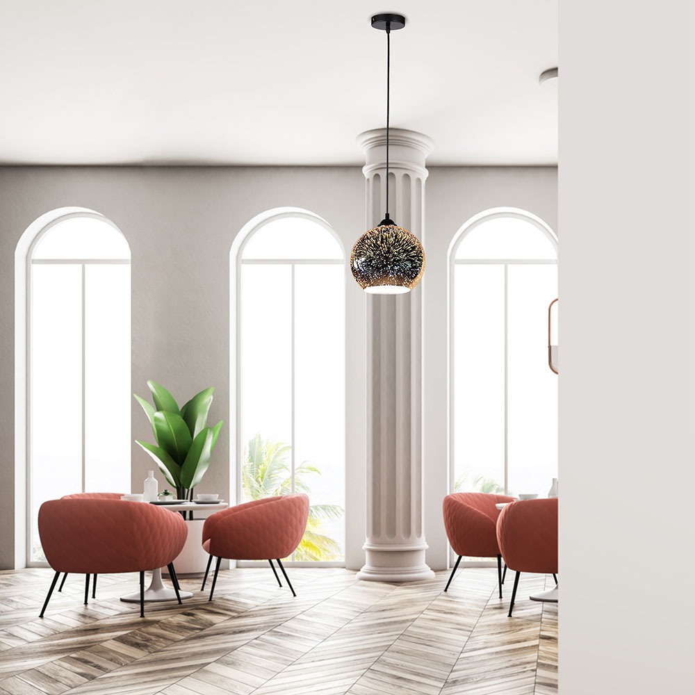 Pendante Light Holder E27 3D Glass Lampshade 250mm