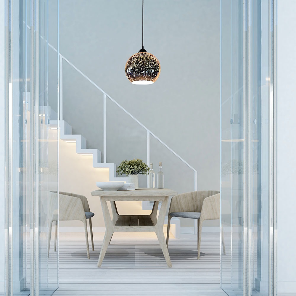 Pendante Light Holder E27 3D Glass Lampshade 250mm img 1