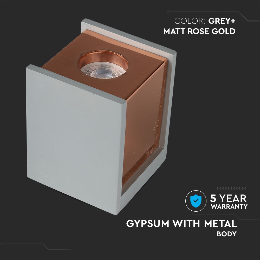 GU10 Fitting Concrete Surface Matt Rose Gold Bottom Quadrato