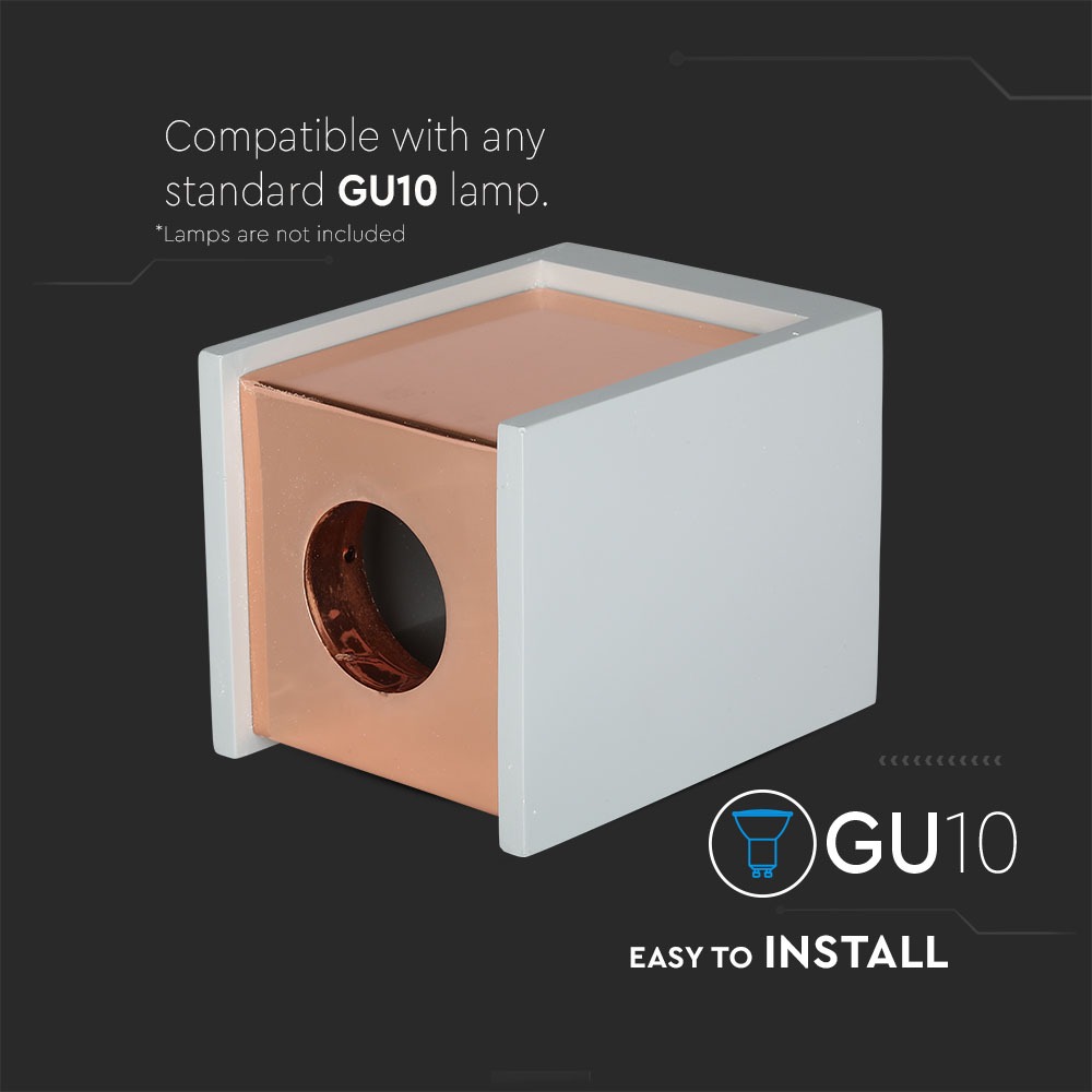 GU10 Fitting Concrete Surface Matt Rose Gold Bottom Quadrato img 1