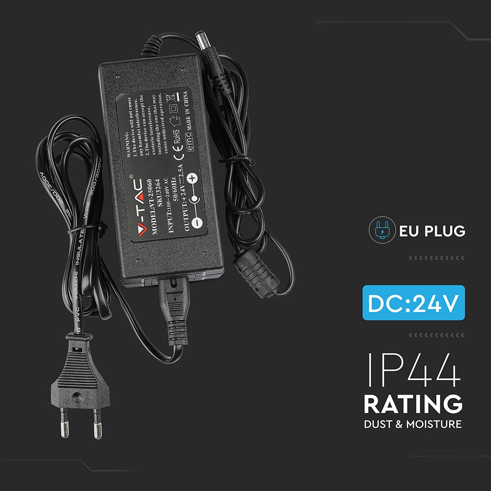 LED Power Supply 60W 24V 2.5A IP44 Plastica
