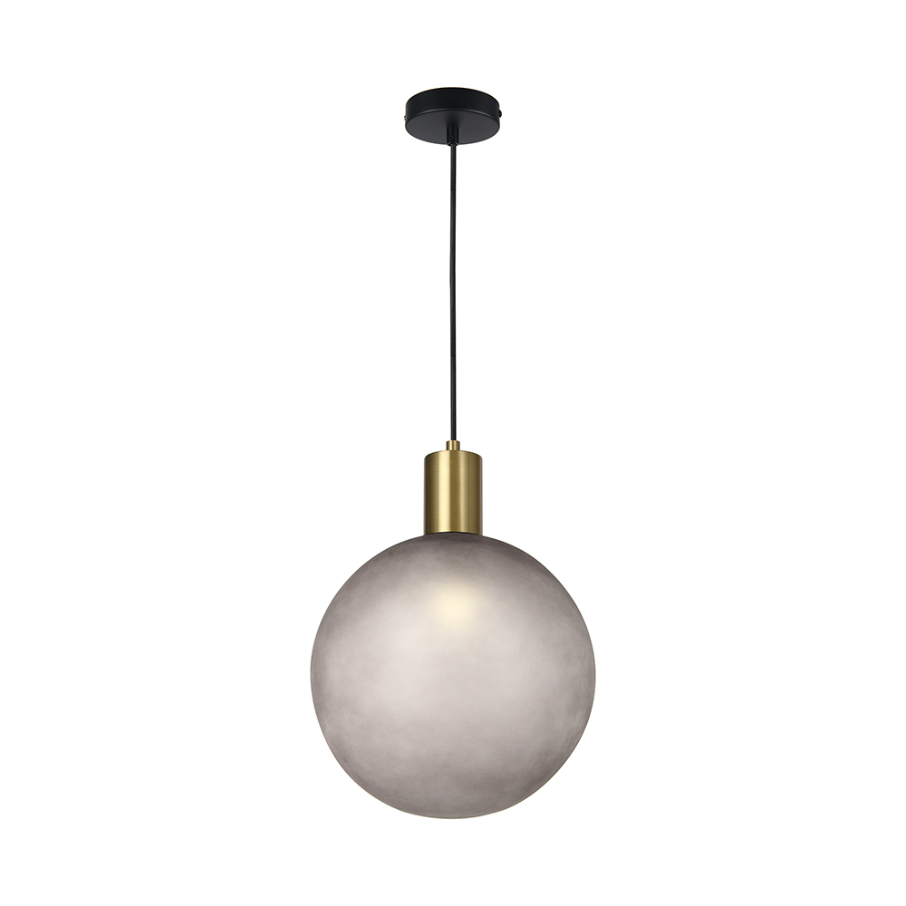 E27 Decorative Hanging Lamp (D100*H25mm) Brished Brass+Smokey Grey