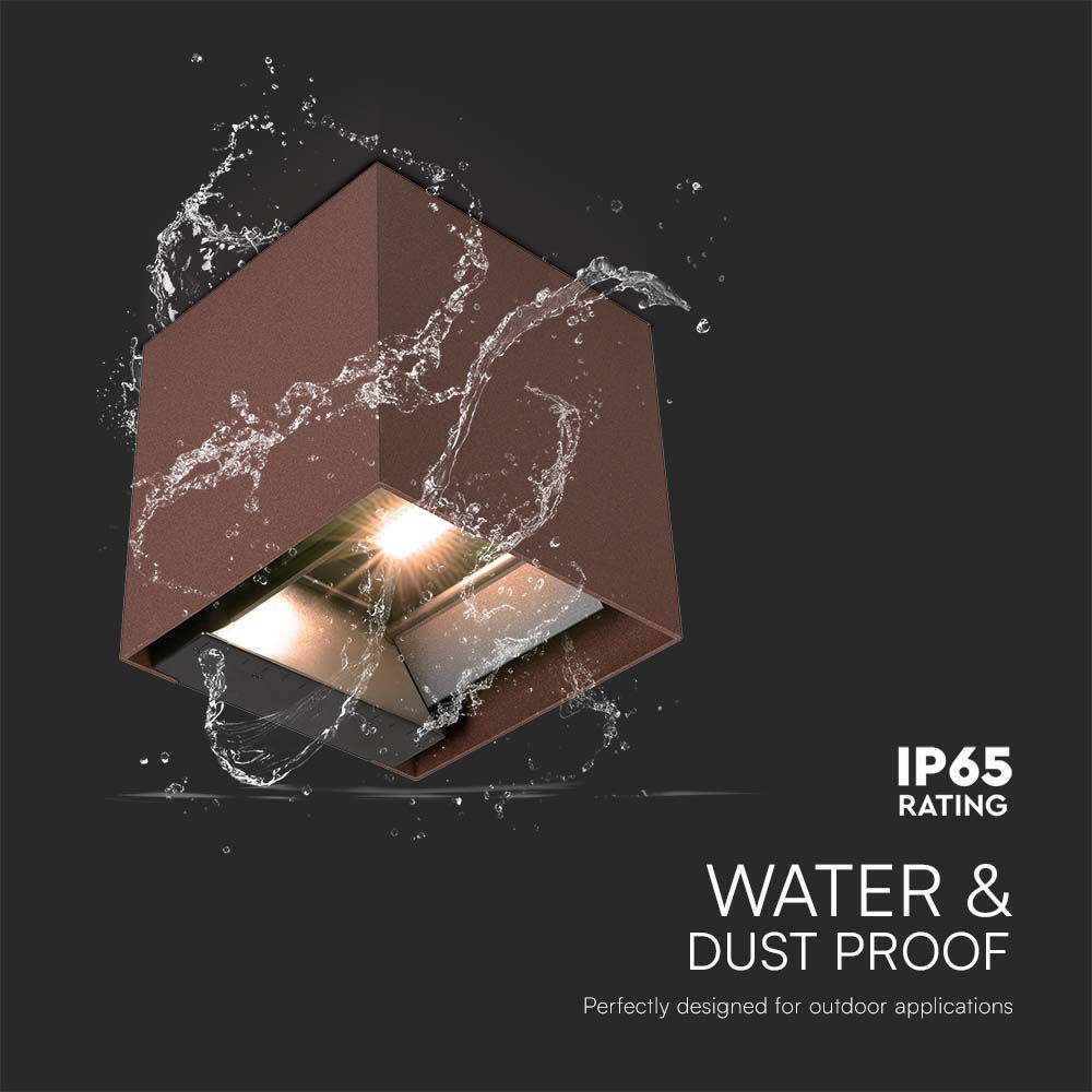 9W COB LED Solar Wall Light Battery 1x2600mAh 16HRS 3000K Corten Body IP65 img 4