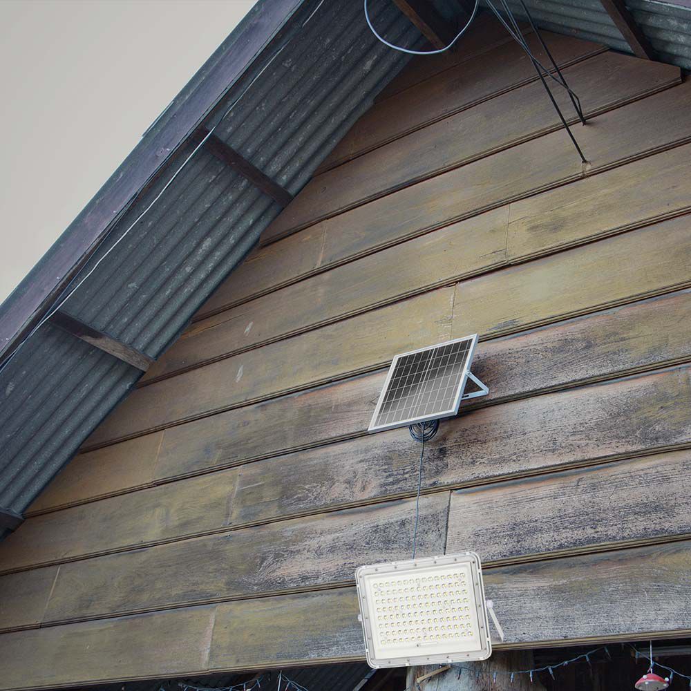 20W LED Solar Floodlight 4000K Replaceable Battery 3m Wire White