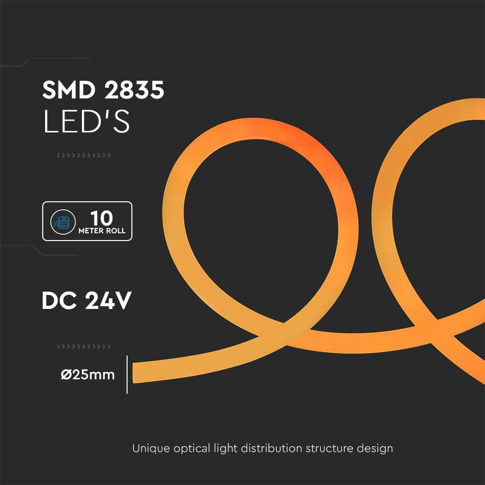 Neon Flex 12W/m Bobina 10m 24V Colore Ambra