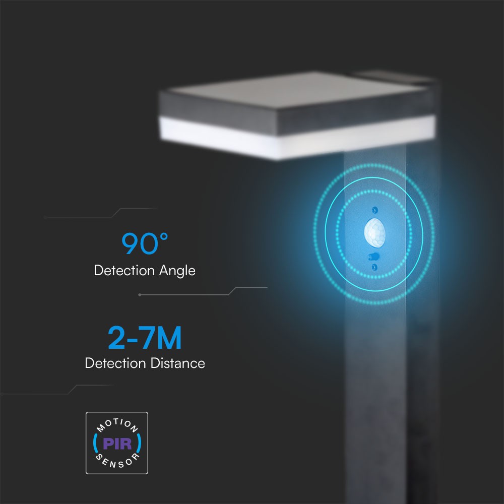 5.5W LED Solar Bollard Lamp With Pir Sensor & Battery 2200MA LI 3.7V img 2