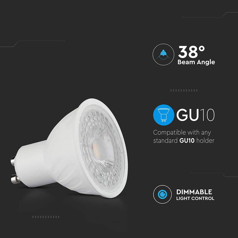Faretti - 6W GU10 Ripple Plastic 6500K 38° Dimmable img 1