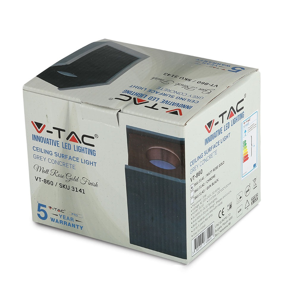 GU10 Fitting Concrete Surface Matt Rose Gold Bottom Quadrato