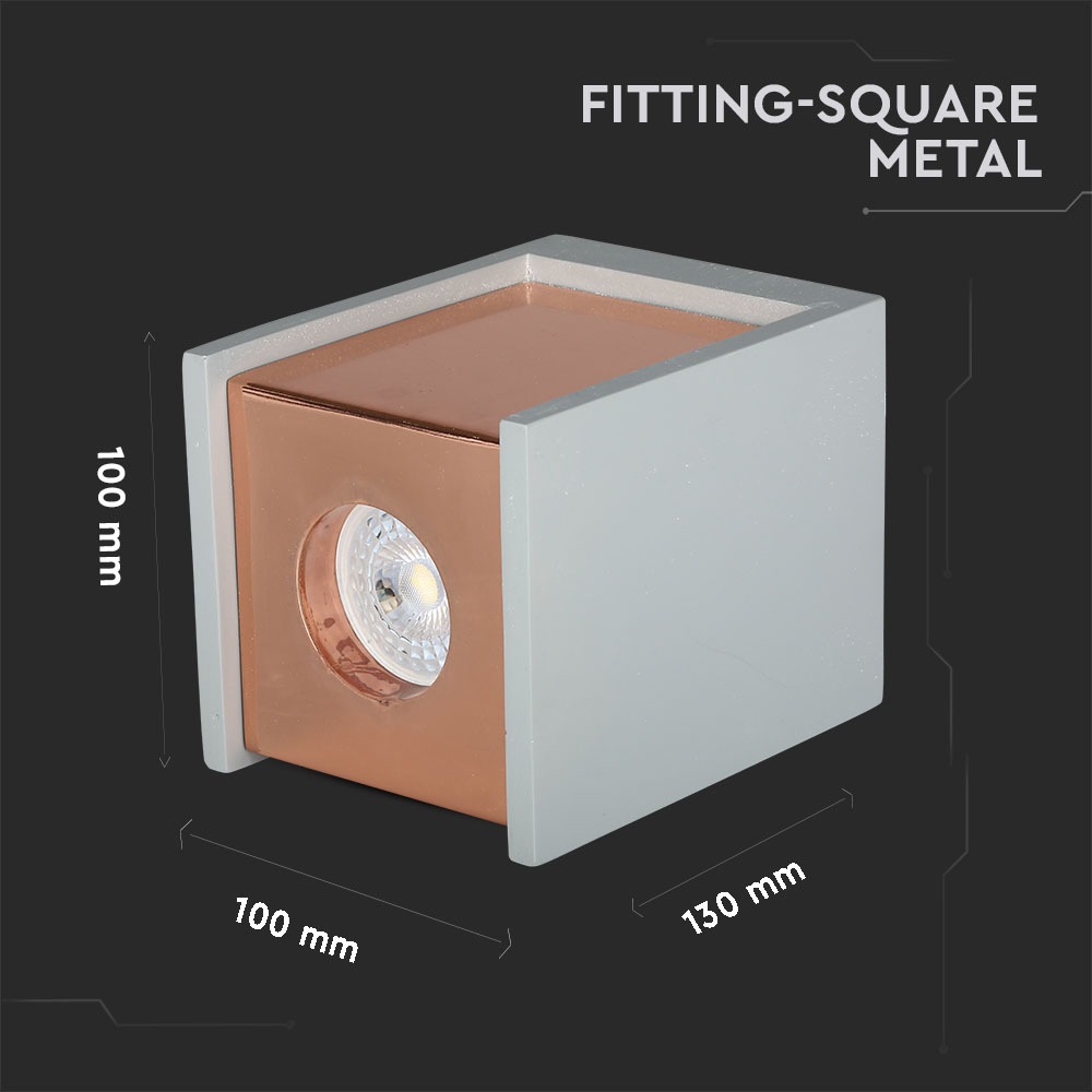 GU10 Fitting Concrete Surface Matt Rose Gold Bottom Quadrato