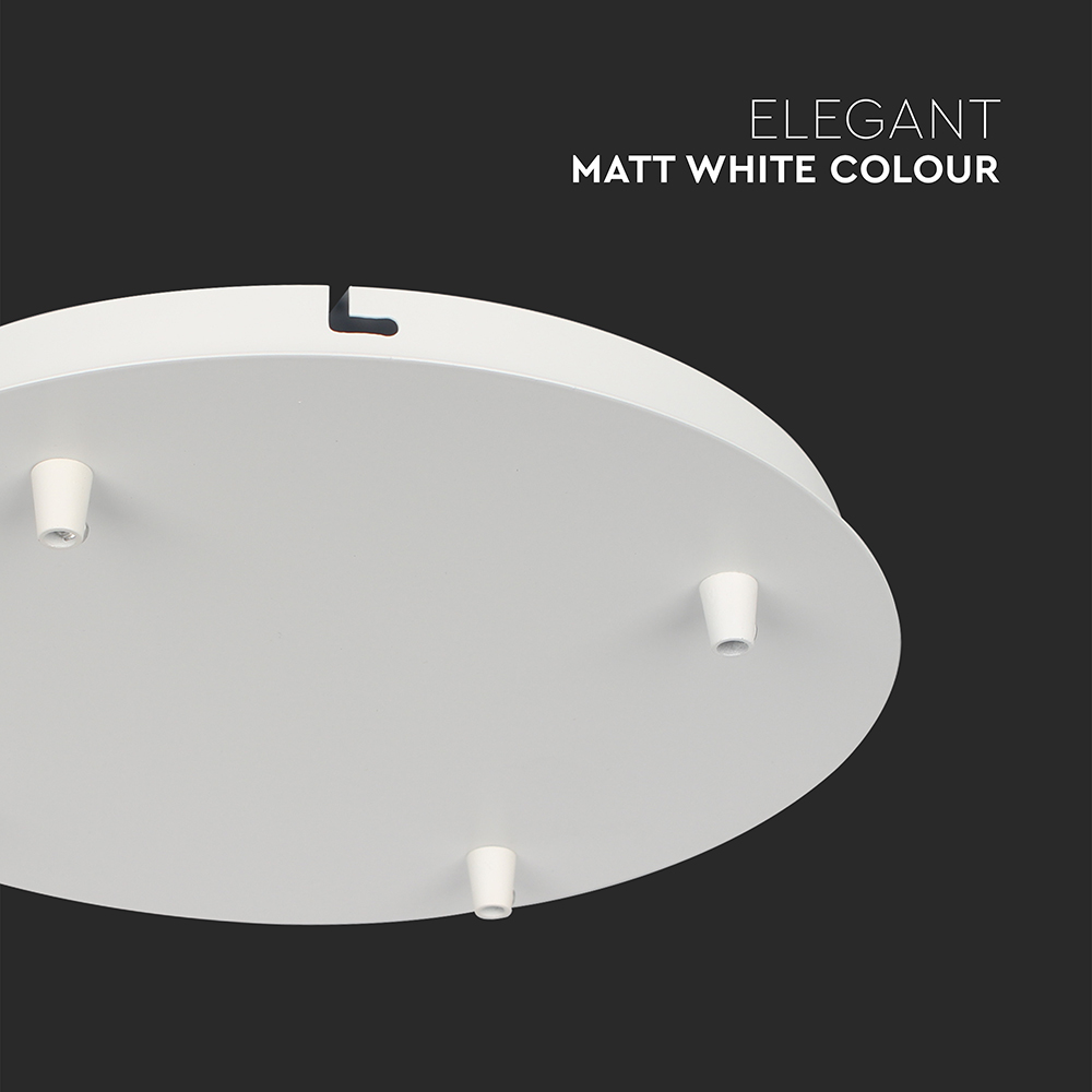 Rosone per Lampadario in Acciaio d:300*h:25mm con 4 Fori Colore Bianco Opaco img 1