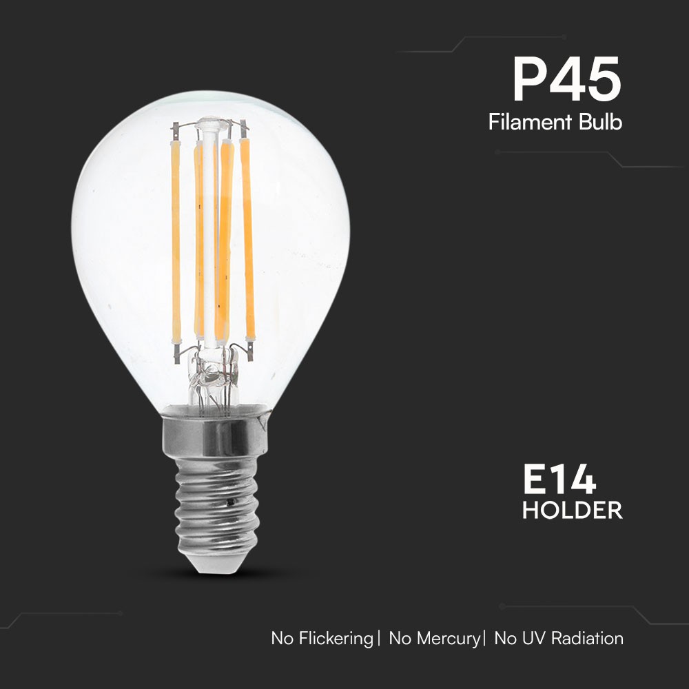Lampadina LED E14 6W 100LM/W P45 Filamento 4000K