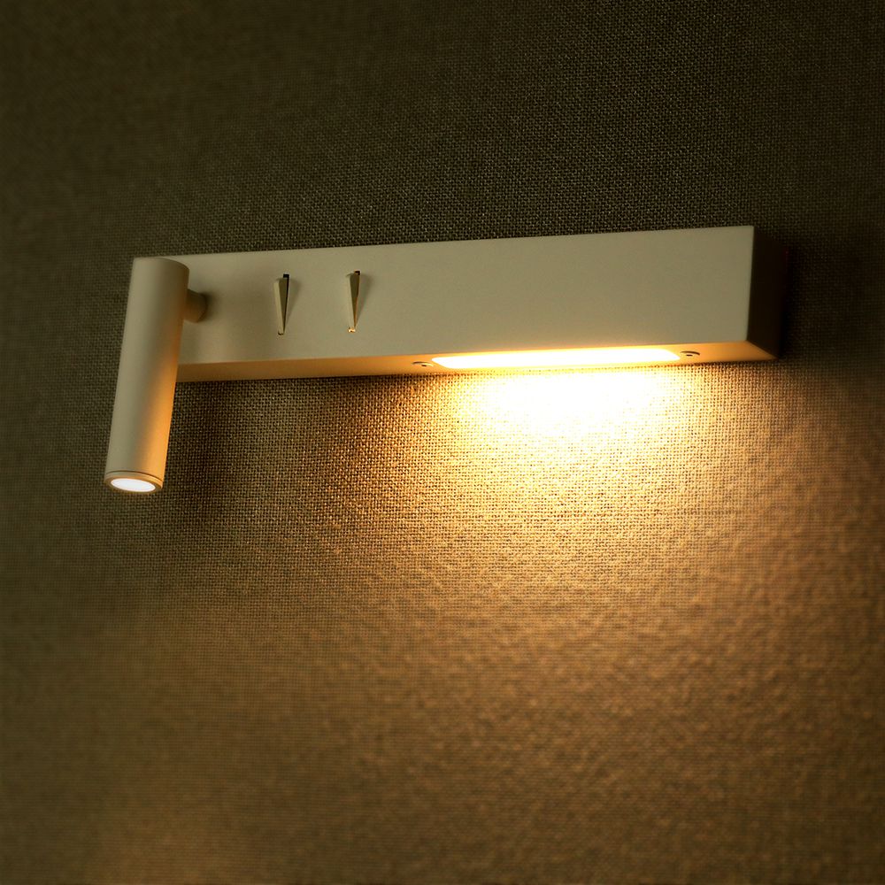 Applique da Hotel per Lettura con 2 LED 3W e 6W Colore Bianco