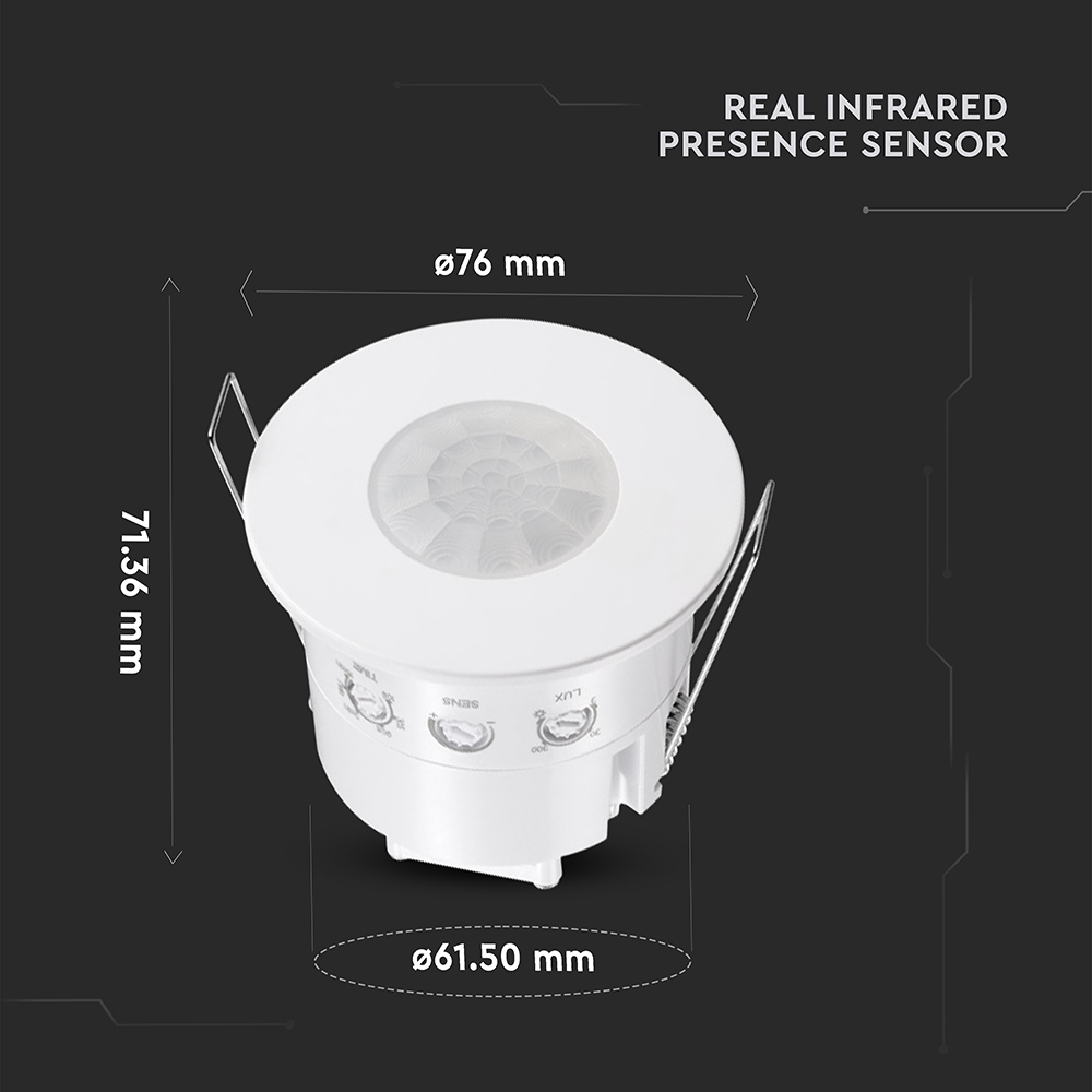 REAL PIR Presence Sensor Recessed Mount White Body